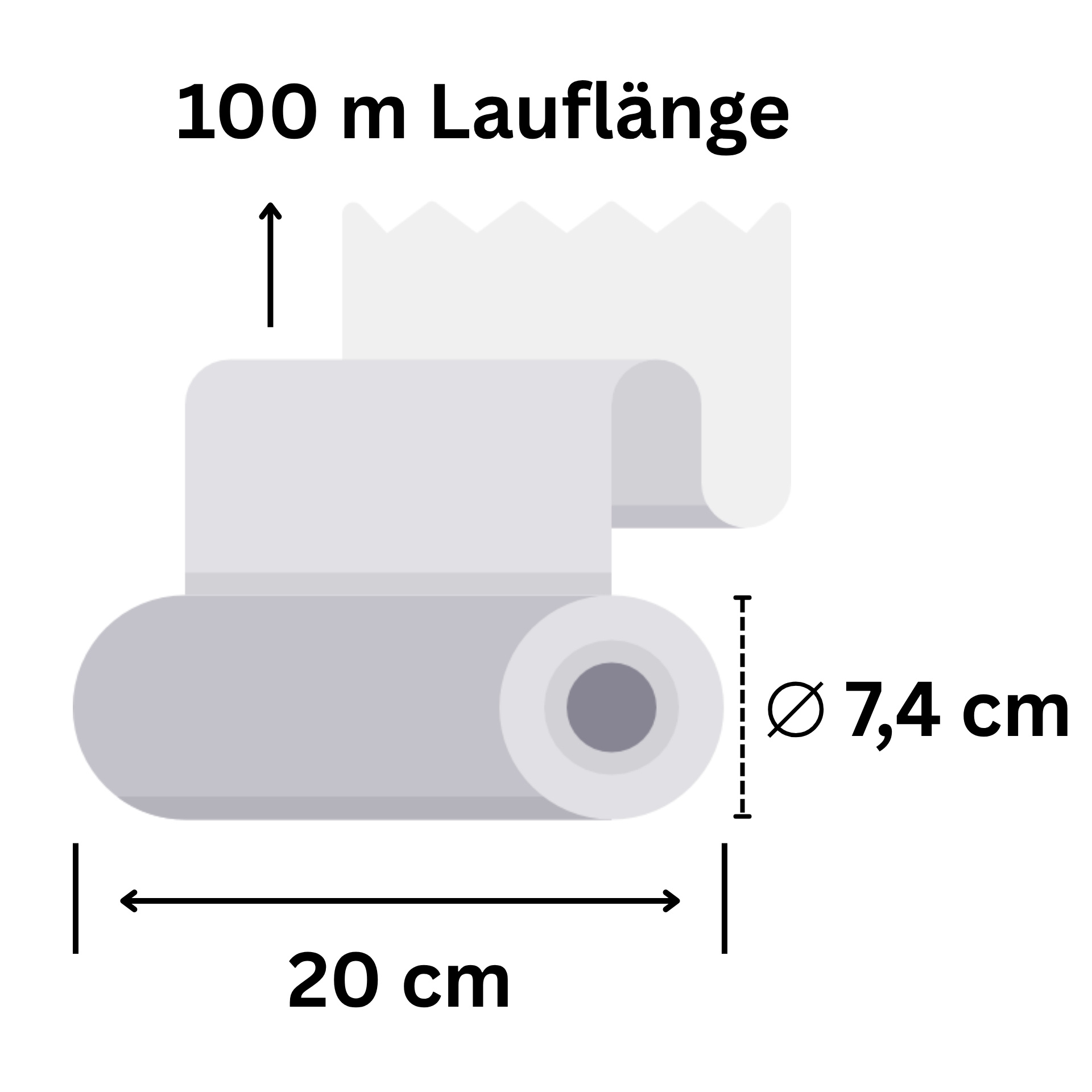 Rollendetails - Maße - Liegenpapier
